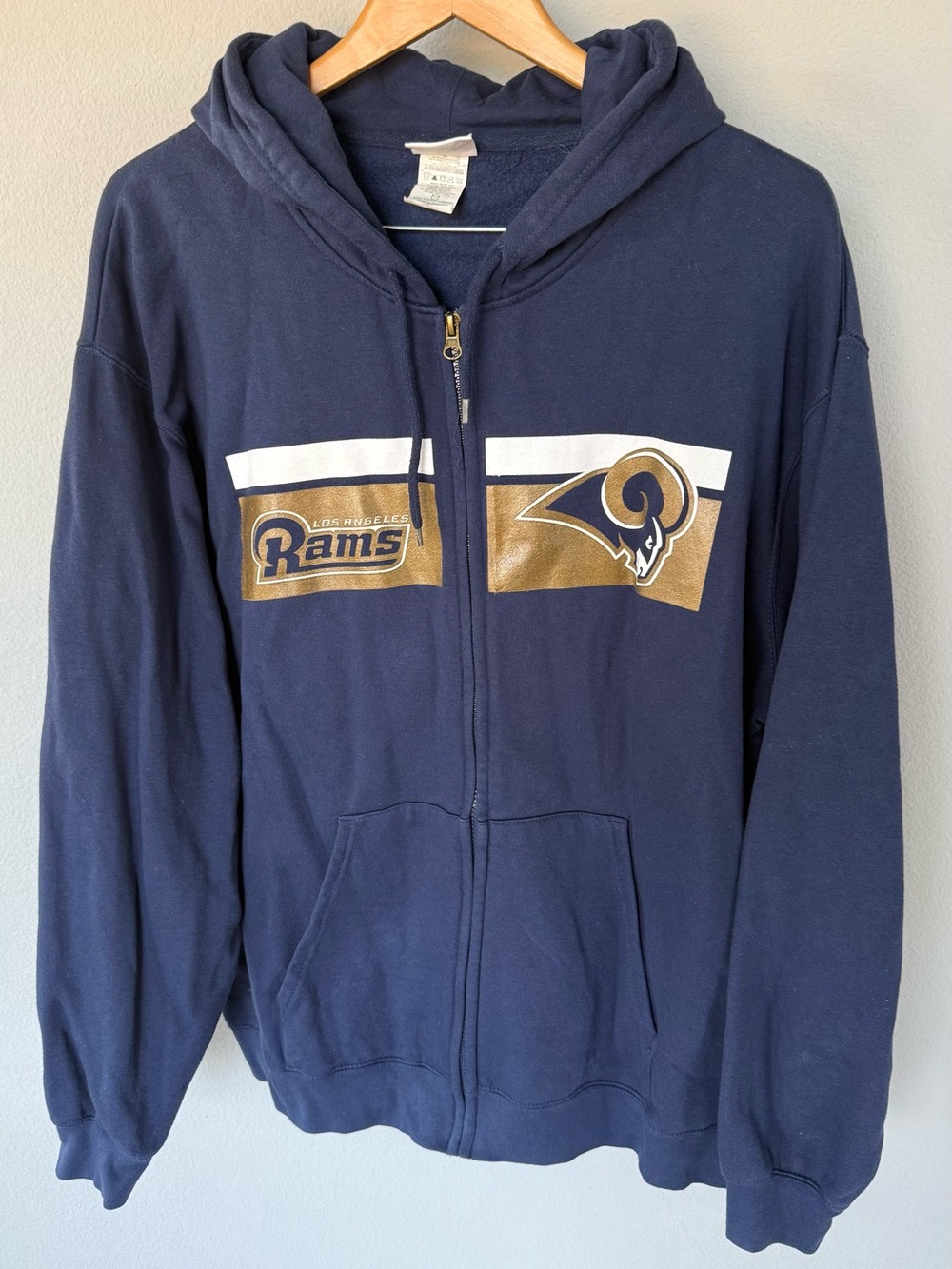 Los Angeles Rams Majestic Full Zip Hoodie Navy Men’s XXL